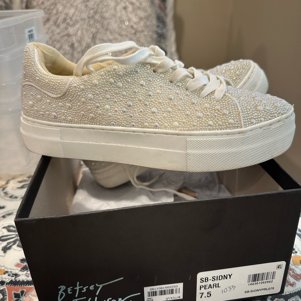 Betsy Johnson pearl embellished sneakers